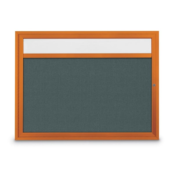 Slim Enclosed Corkboard, 30"x36", Satin Alum Frame/Medium Grey